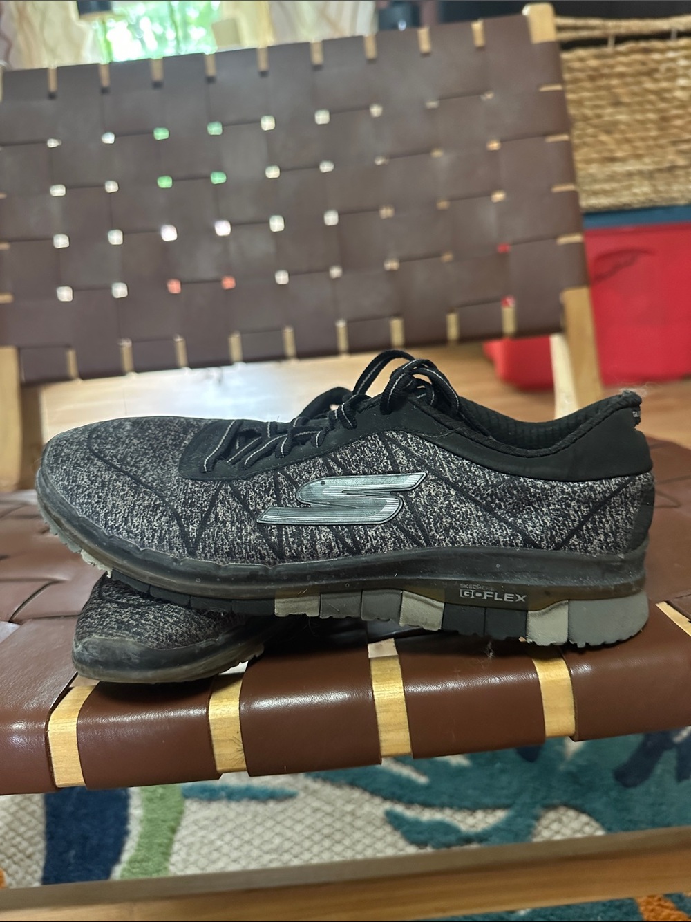 Skechers Gray and Black Knit Slip-On Go Flex Sneakers